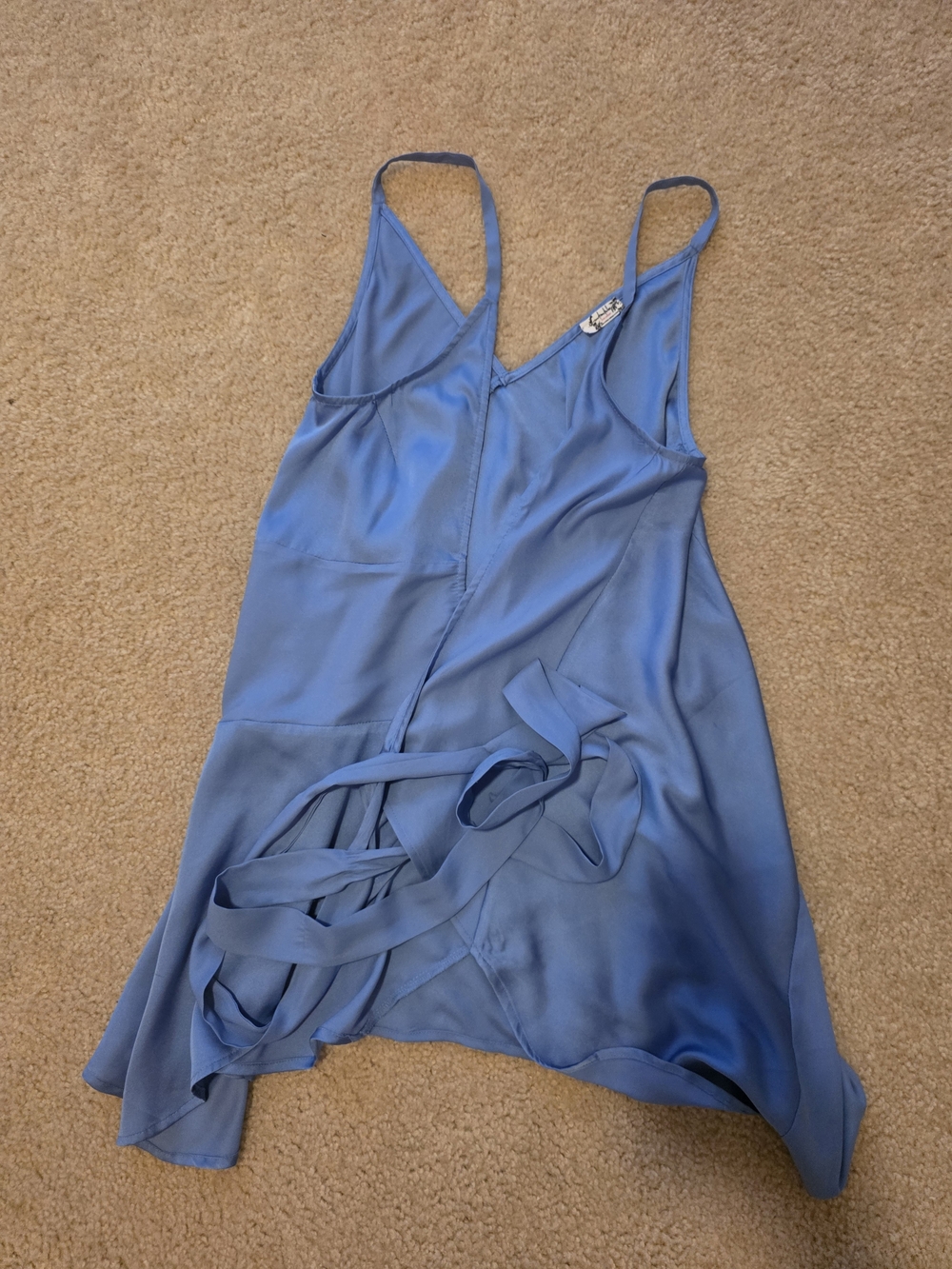 FREE PEOPLE Blue Slip Dress with Waist Tie